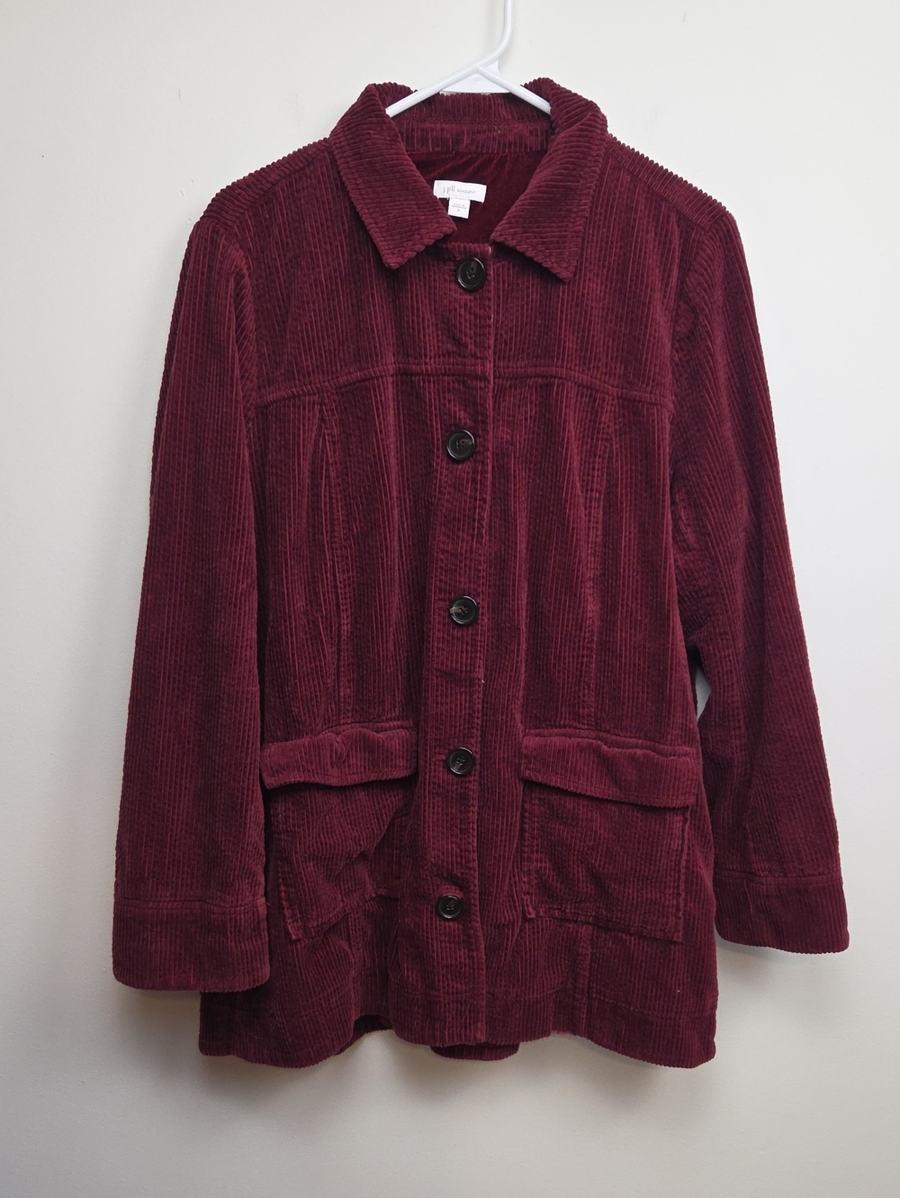 J. Jill Corduroy Burgundy Button-Front Warm Thick Jacket Fall Cottagecore Medium